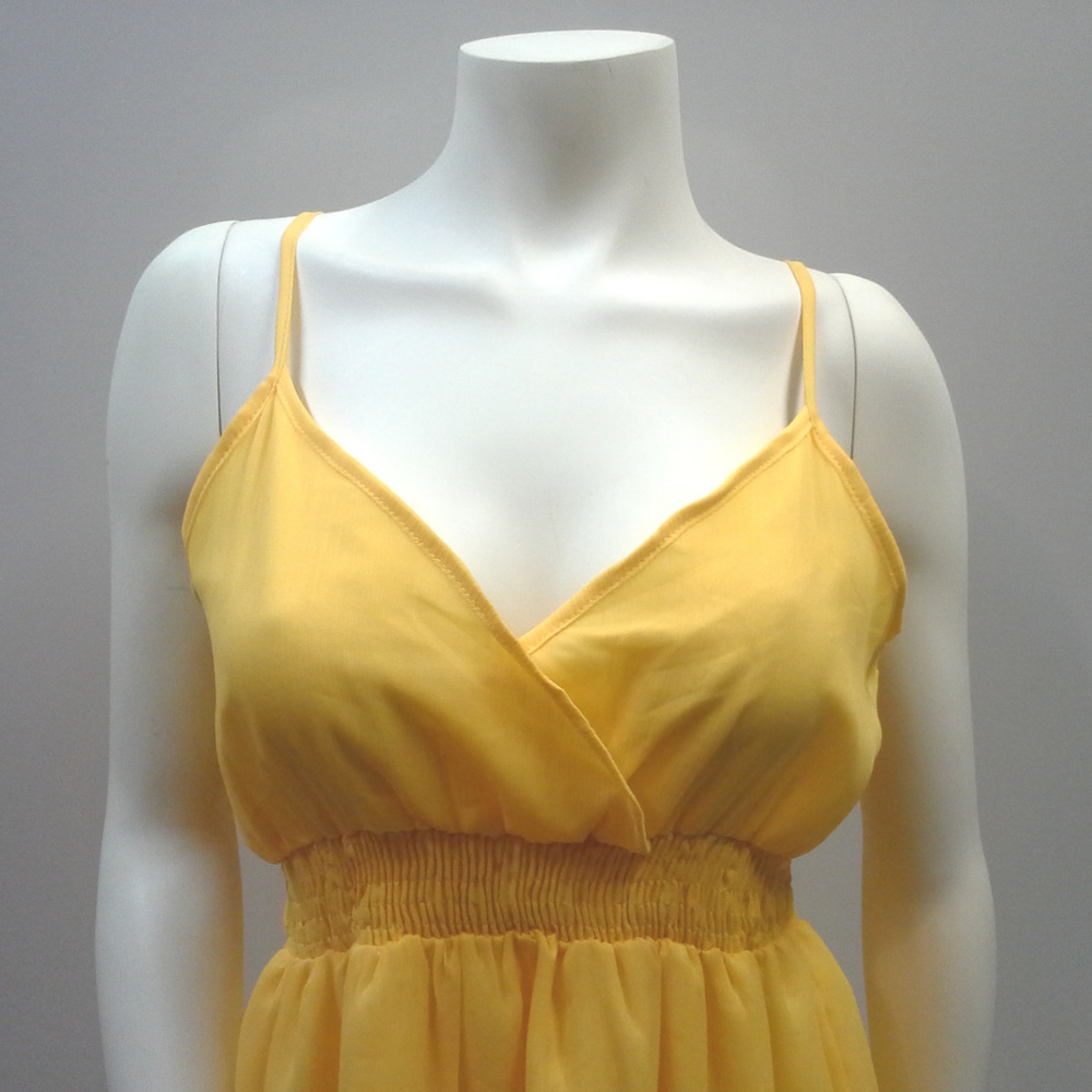 Yellow Chiffon Ruffle Summer Dress - Picture 6 of 8